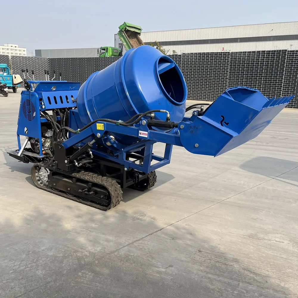 Mini Portable Crawler 400L Cement Mixer Machine With Engine & Bearing Fully Hydraulic System Self-loading Dumper Truck