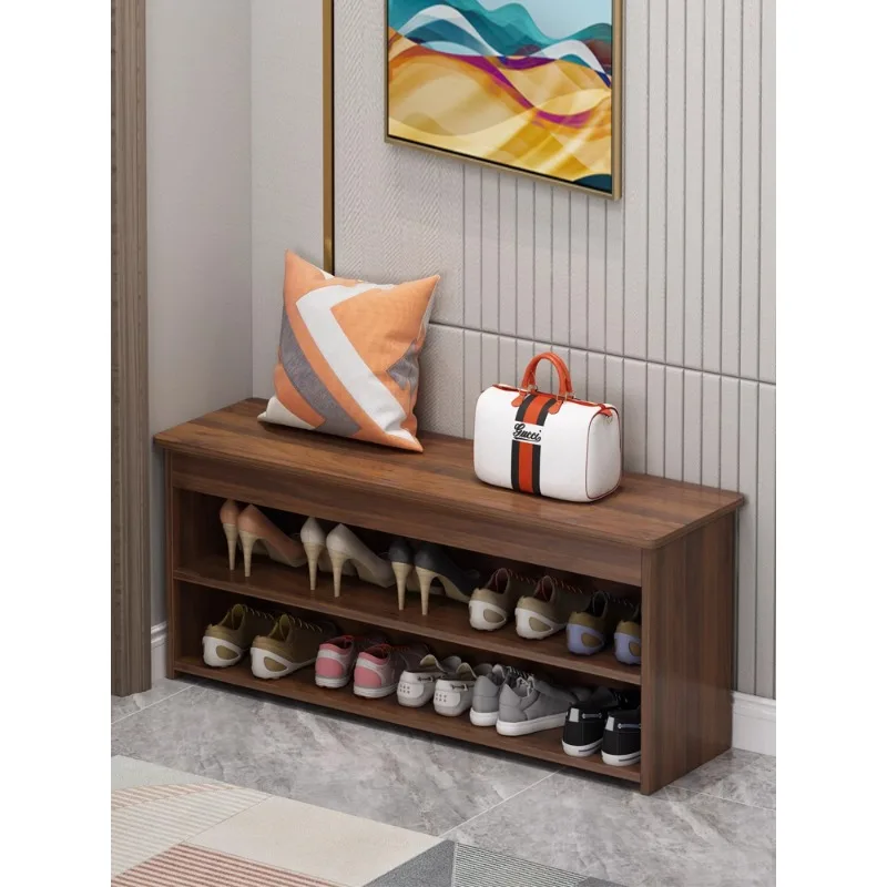 

Simple solid wood shoe change stool household door shoe cabinet seat stool integrated door shoe rack can sit in the door stool w
