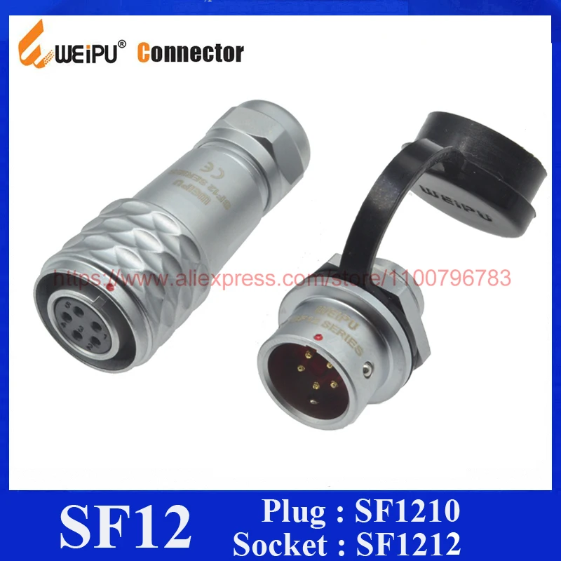 Original Weipu SF12 Connector 2 3 4 5 6 7 9 Pin IP67 Waterpoof SF1210 Cable Plug Male Female Rear Mount Socket  SF1212