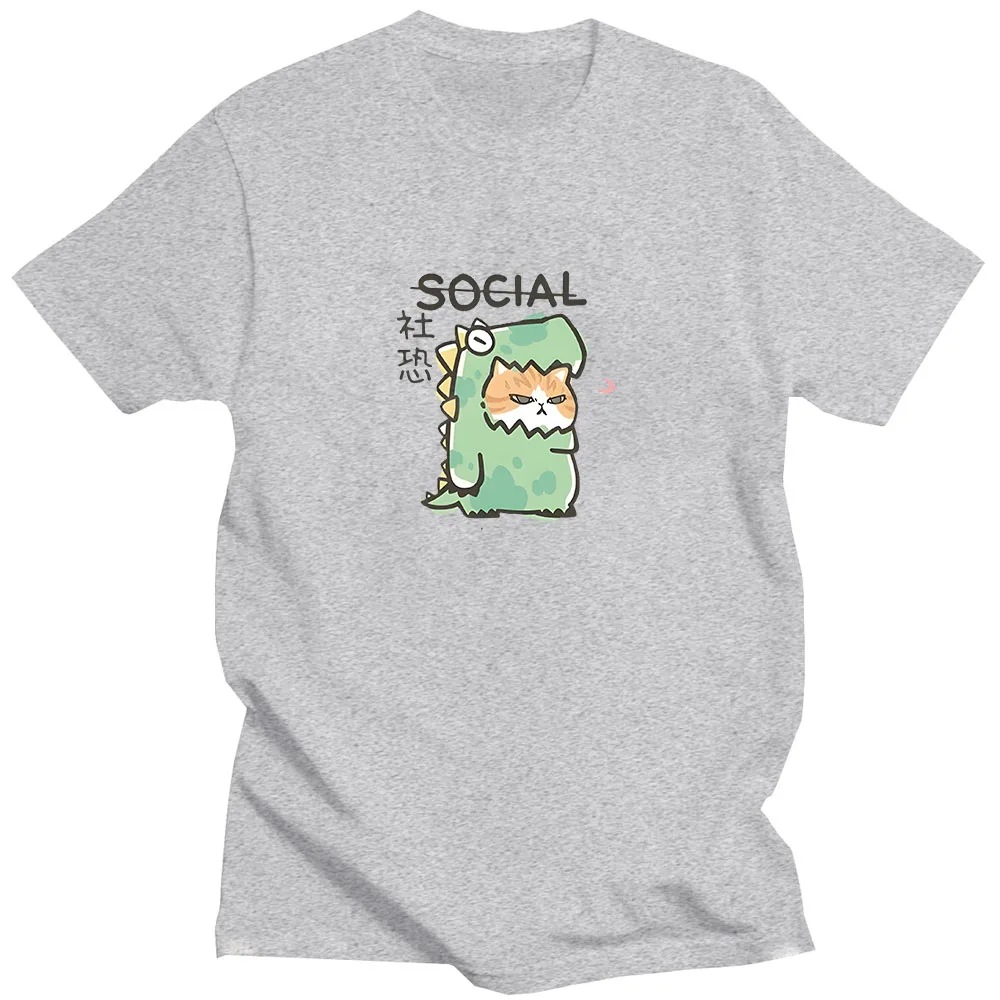 T-shirt gatto dinosauro stampa cartone animato maglietta o-collo Kawaii manica corta 100% cotone maglietta retrò Ropa De Mujer abbigliamento Unisex