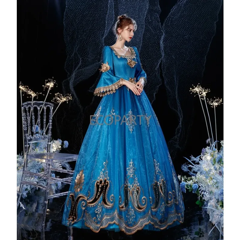 New 18th Blue Victorian Court  Retro Baroque Clothing Renaissance Vintage Inspired Rococo Marie Antoinette Costume Prom Dress