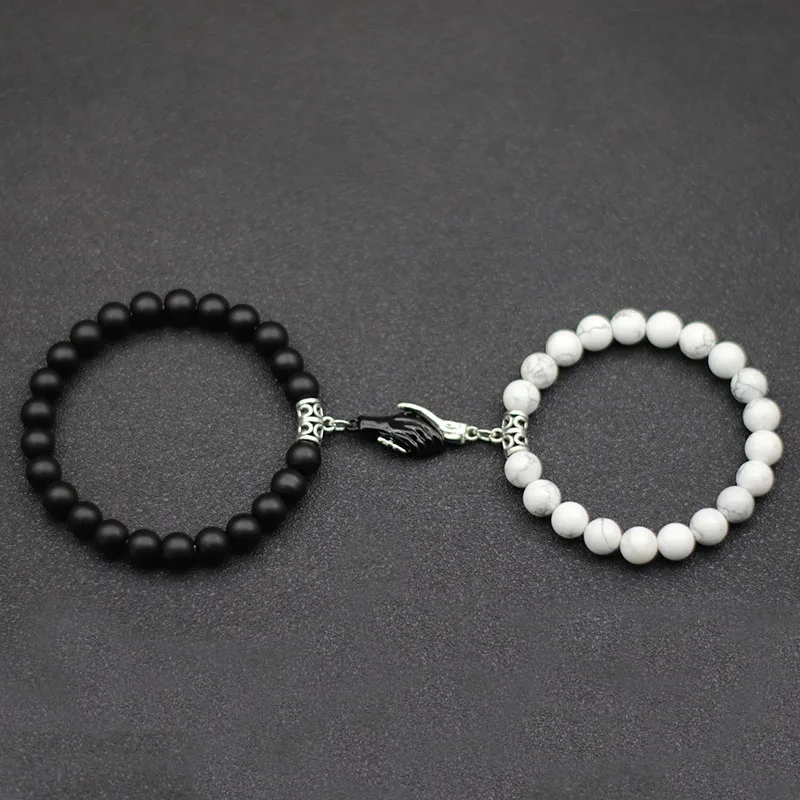 2pcs/Pair Magnet Couple Bracelet Valentine's Day Present For Lovers Attract Partner Braclet Handshake Braslet For Girlfriend