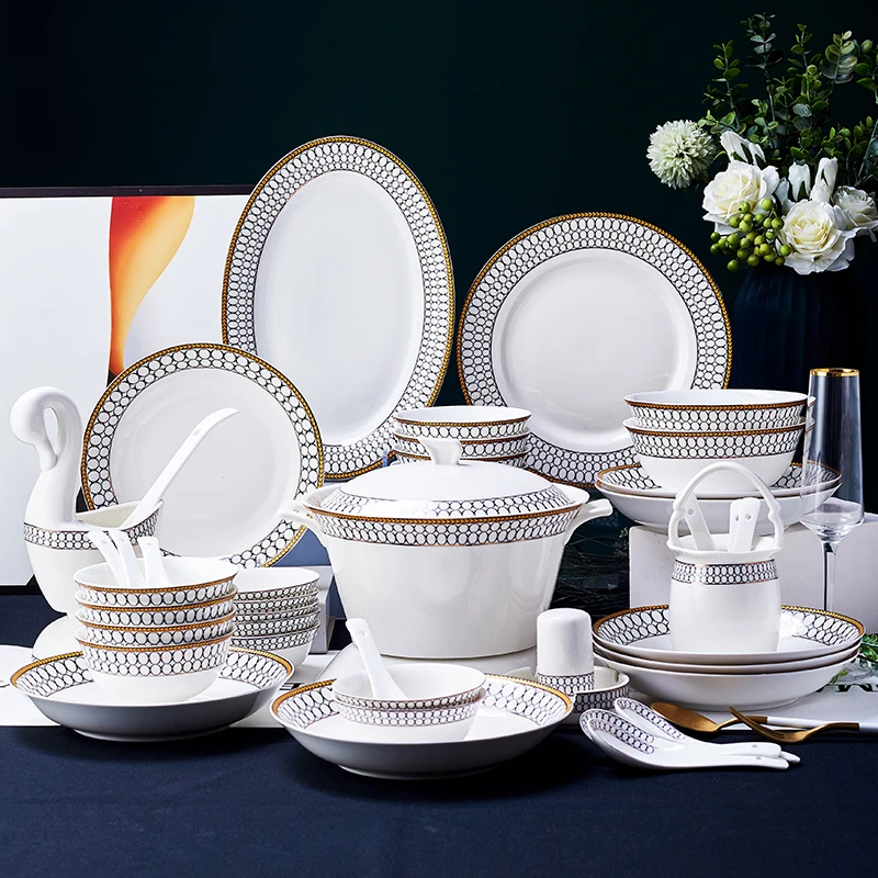 Full Set Combination Dinnerware Set Dish Set China Ceramic High-grade Bone China Dinnerware Dish Set