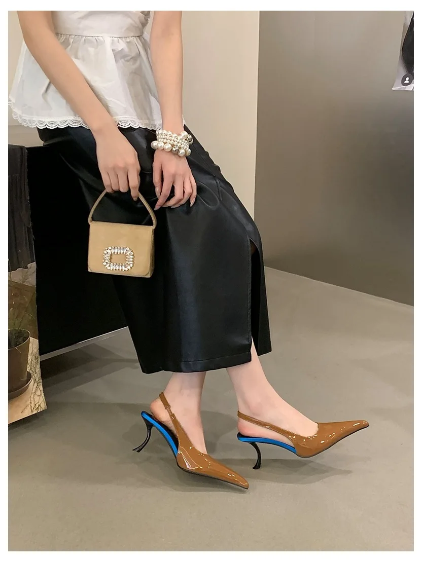 2026 SPring New Brand Pointed Toe Slingback Sandal Thin Heel Pumps Shallow Slip On Ladies Elegant Sandal Fashion Pumps For Party