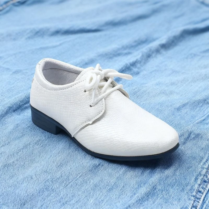 

Children's Students Black Performance Shoes British Style Kids Boys Leather Casual Shoes Fashion Pointed Lace Up Moccasins