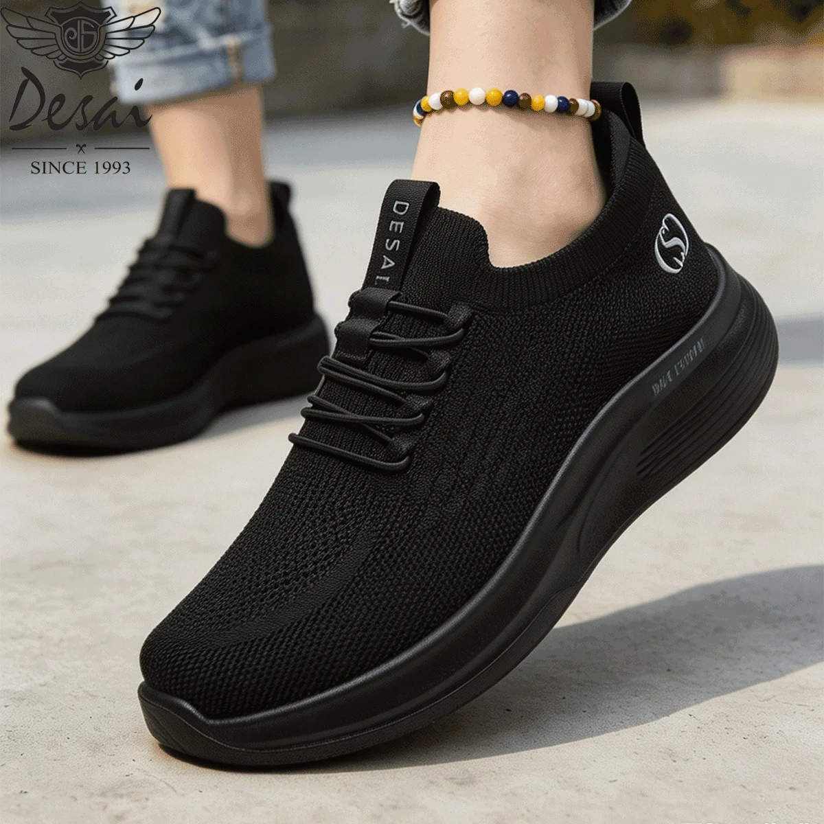 Desai Men's Wide Width Mesh Slip-on Sock Sneakers Thick Sole Breathable Lightweight Walking Shoes Casual Daily Commute view 3