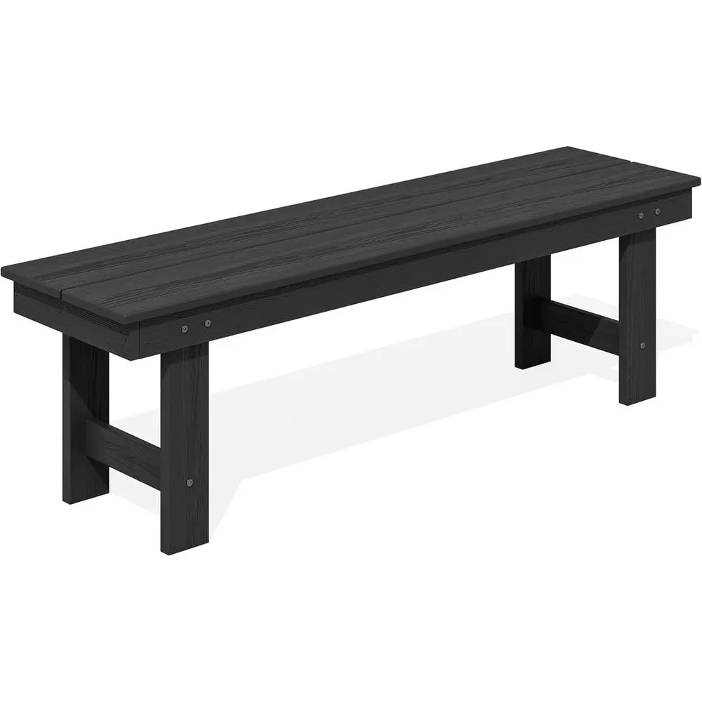 

2 Person Backless Outdoor Bench Black HDPE Poly Lumber Patio Bench 660Lbs Load Bearing Weatherproof Furniture For Garden Front Porch Park Outdoor Place