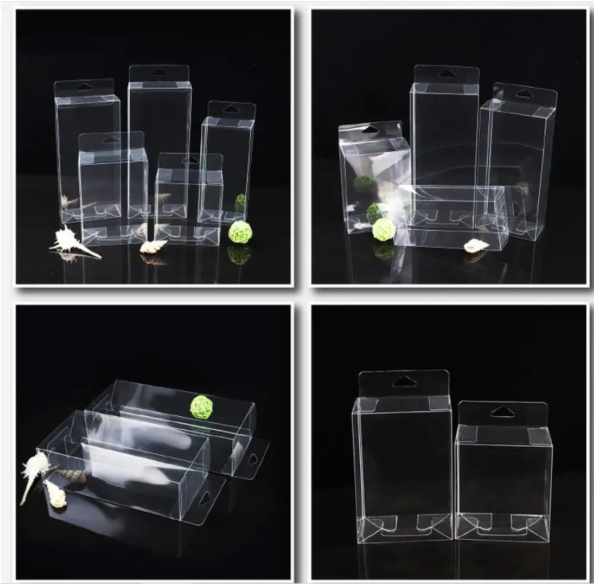 50Pcs Hook Transparent PVC Phone Case Clear Plastic Boxes Storage Jewelry Gift Box Wedding Birthday Party For Gift Packing Box