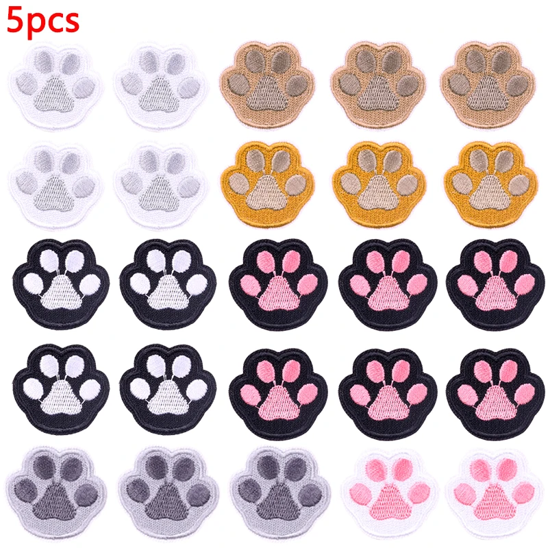 5pcs Cartoon Patch Embroidered Patches DIY Various Cat Claws Iron On Patches For Clothing Jackets Sew Embroidery Stickers