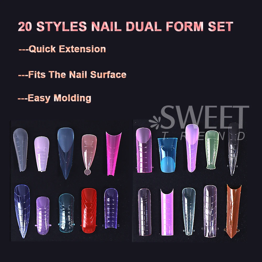 480 قطعة/صندوق مجموعة أشكال مزدوجة للأظافر أشكال أظافر كاملة ملونة قوالب علوية نصائح لأظافر جل تمديد أشكال أدوات قولبة بناء وهمية #2