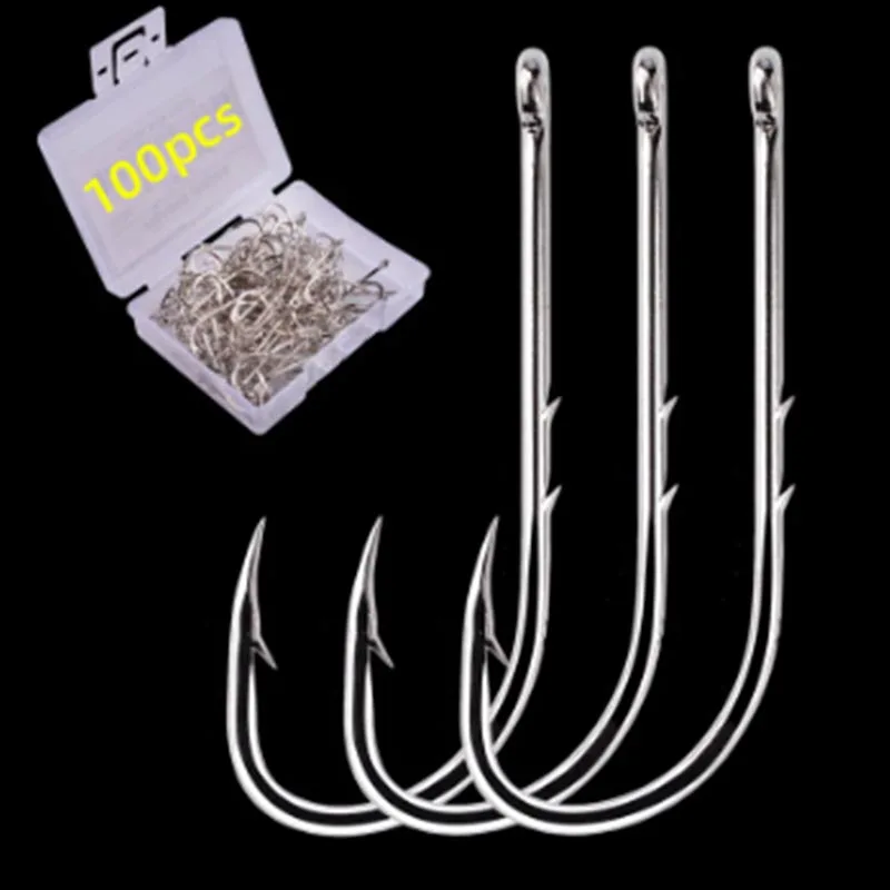 1#-12# Fishing Hooks Sea Barbed Fishing Lures Shank Beak Live Bait Holder Carp Fishing Jig Worm Hooks Accessories Tackle