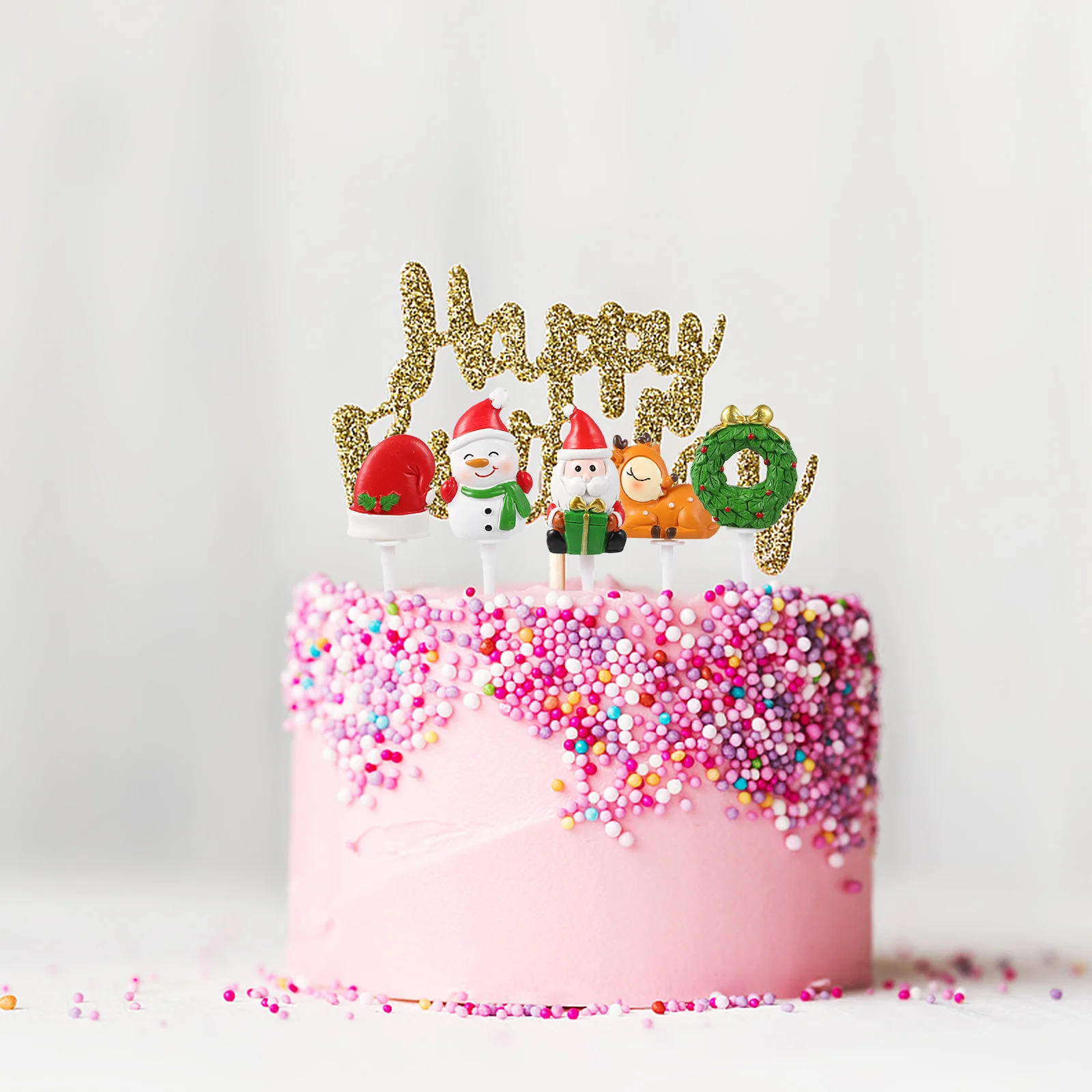 

8Pcs Christmas Cake Toppers Durable Xmas Style Reusable Festival Cake Decoration Ornaments for Party Baking Xmas Party Supplies