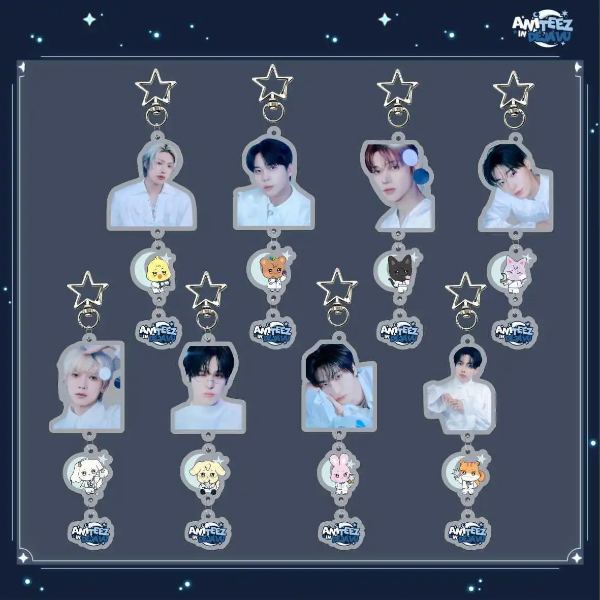 Idol ATEEZ New Style Cartoon Acrylic Keychain Backpack Ornament Mingi Yunho Seonghwa Jongho San Wooyoung Hongjoong Fans Gifts