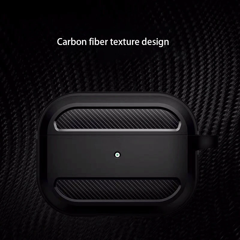 สําหรับ Apple Pro กรณีคาร์บอนไฟเบอร์หูฟังอุปกรณ์เสริมไร้สายบลูทูธพร้อมตะขอ