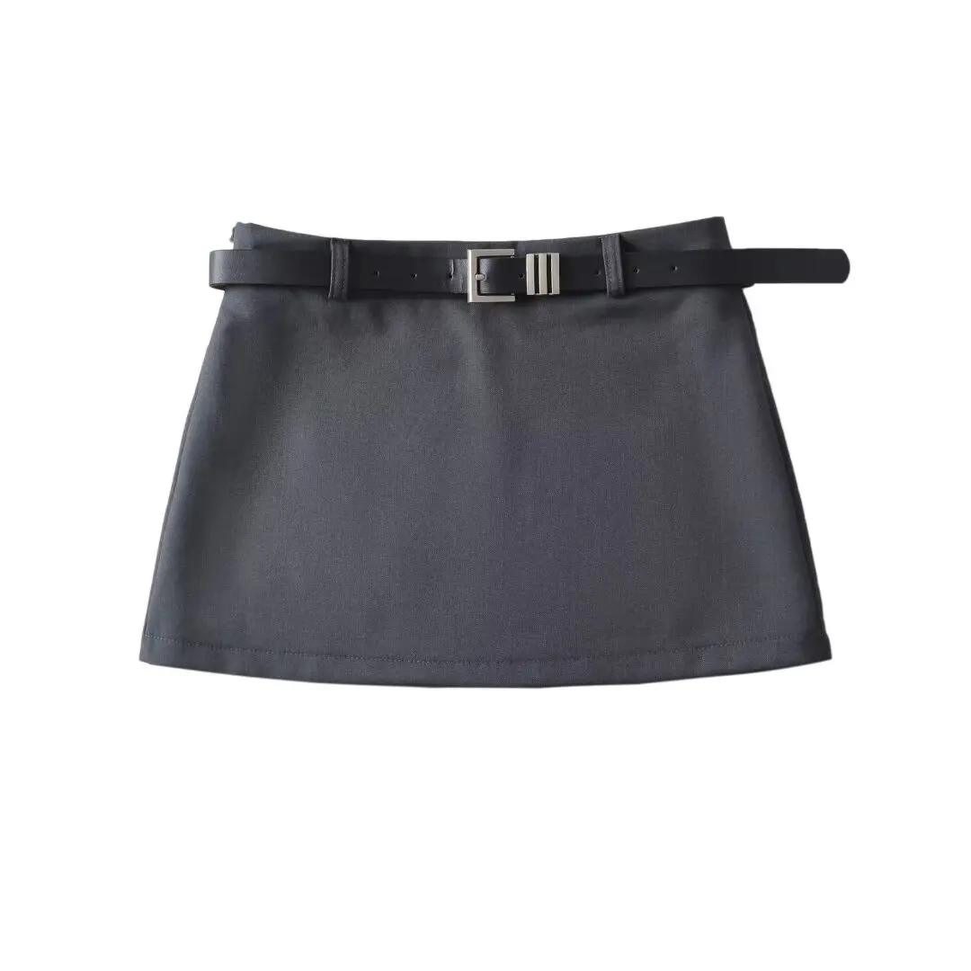 DUOPERI-Mini jupe taille haute pour femme, chic et décontracté, couleur unie, Y2K