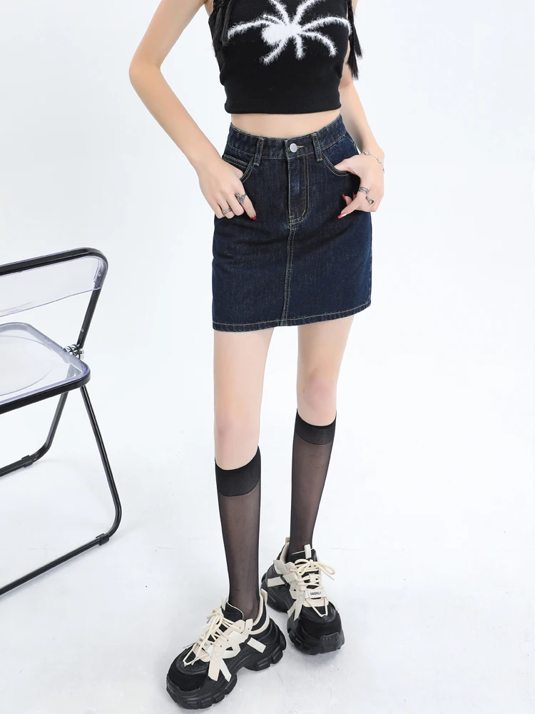 

High Waist Denim Skirt Women's plus Size Summer Faion A-Line Skirt Bodycon ort Skirt Cover Hip Hide Flaw Slimming