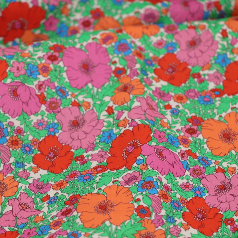 Floral 100% Cotton 80S Original Design Fabric Digital Printing for Sewing Cloth Dresses Skirt Kids Designer Tissus Tissu