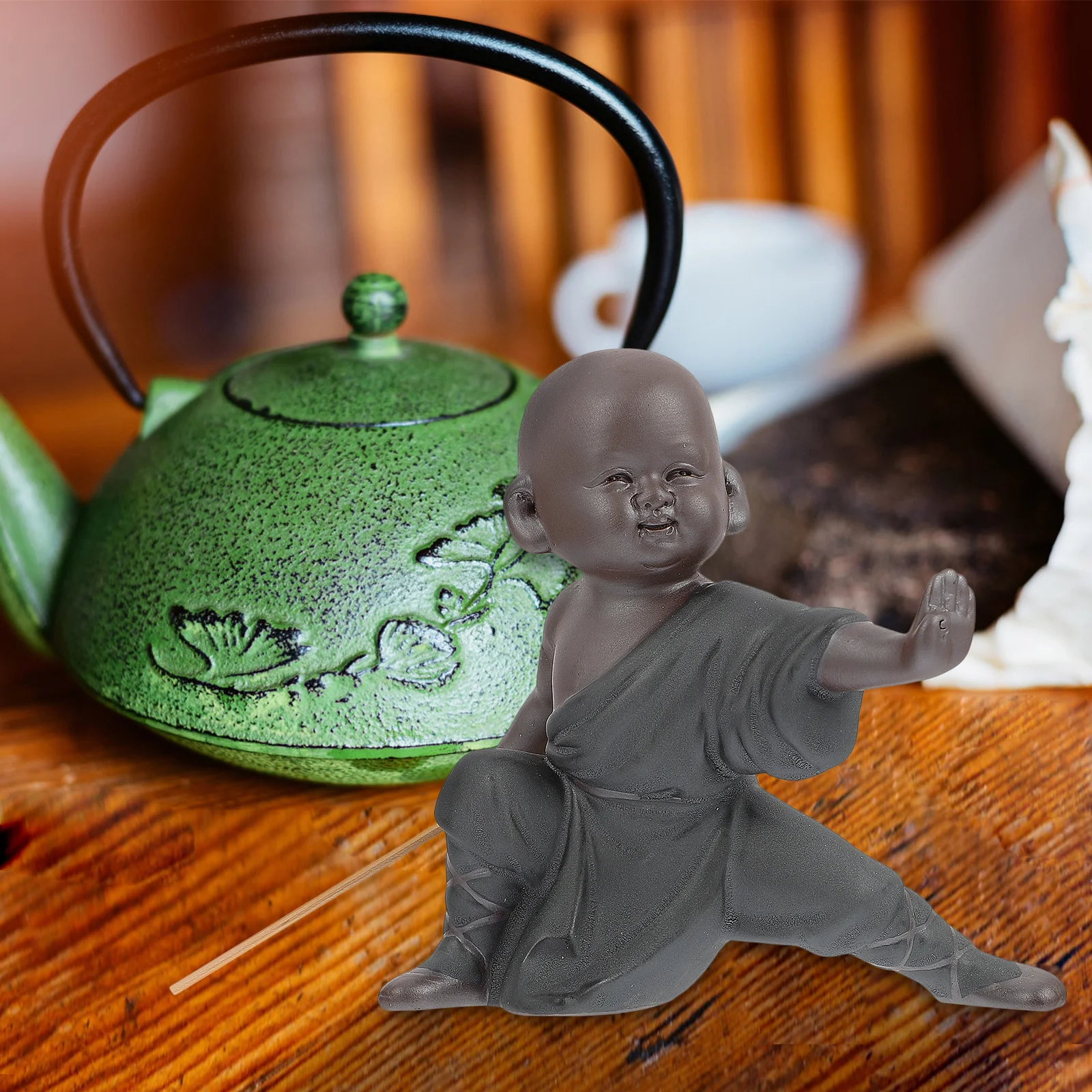 

1Pcs Ceramic Monk Ornament Purple Sand Tea Pet Young Monk Desktop Handicraft Decor Tea Pet Handicraft Decor Home Ornament