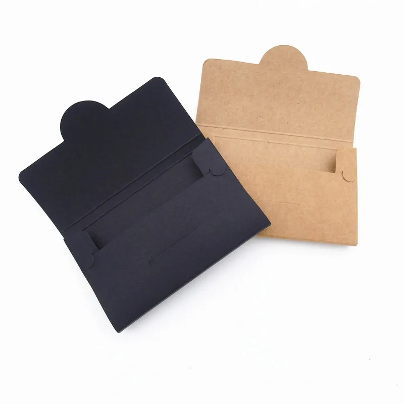 

500Pcs/Lot Kraft Paper Black Membership Card Paper Packaging Box Business Card Box Card Cover Open Letter Box