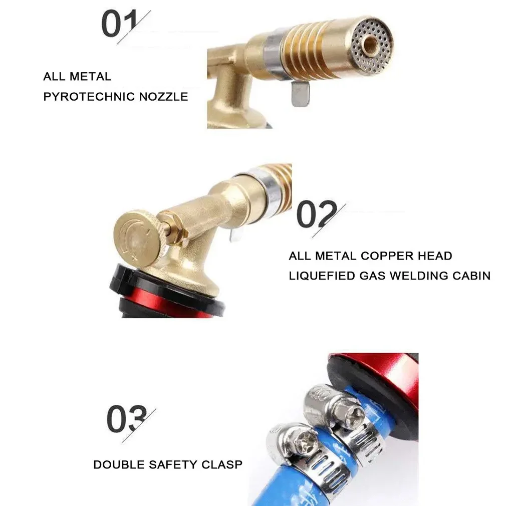 Imagem -05 - Tocha Kit de Soldagem a Gás Ignição Eletrônica Queimador de Gás Liquefeito Arma com 2.5m Mangueira para Aquecimento Queimador de Gás Ferramenta de Soldagem Ferro Gás