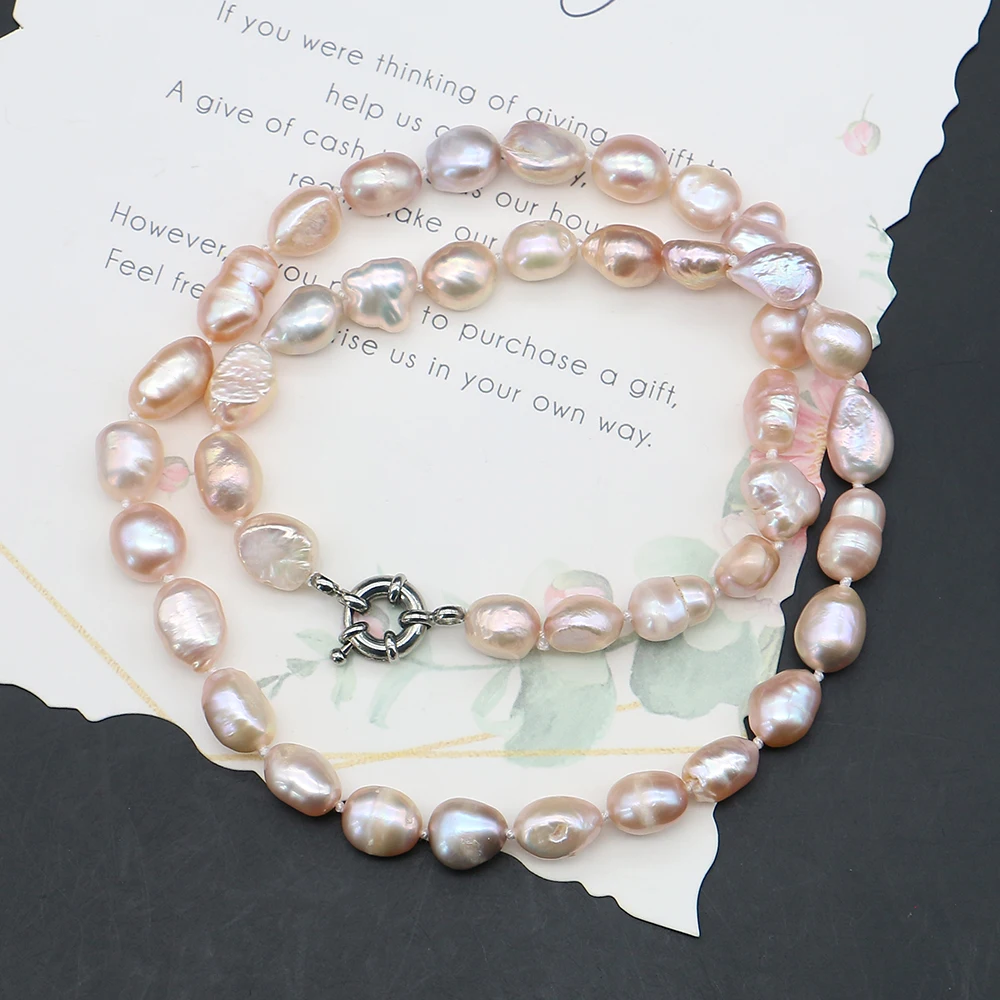 Natural Freshwater Baroque Pearl Necklace With Straight Holes And Double-Sided Luster 9-10mm Baroque Pearls Party Women's Gift