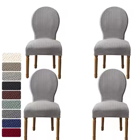 1/4pcs Solid Color T-shaped Grid French Circular Backrest Chair Cover Suitable for All Seasons Suitable for Family Wedding Decor