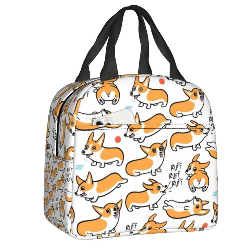 

Cute Corgis Insulated Lunch Tote Bag for Women Welsh Corgi Dog Portable Cooler Thermal Bento Box Work School Travel