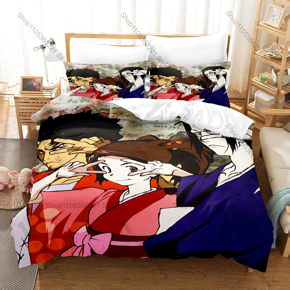Samurai Champloo 3PCS Bedding Set Anime Print Soft Microfiber Duvet Cover Pillowcase Home Decor