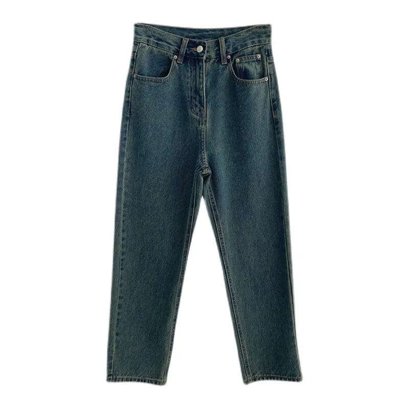 

High Waist Loose Fit Straight Leg Jeans for Pear aped Women plus Size Autumn Winter Slimming Denim Pants Korean Sle