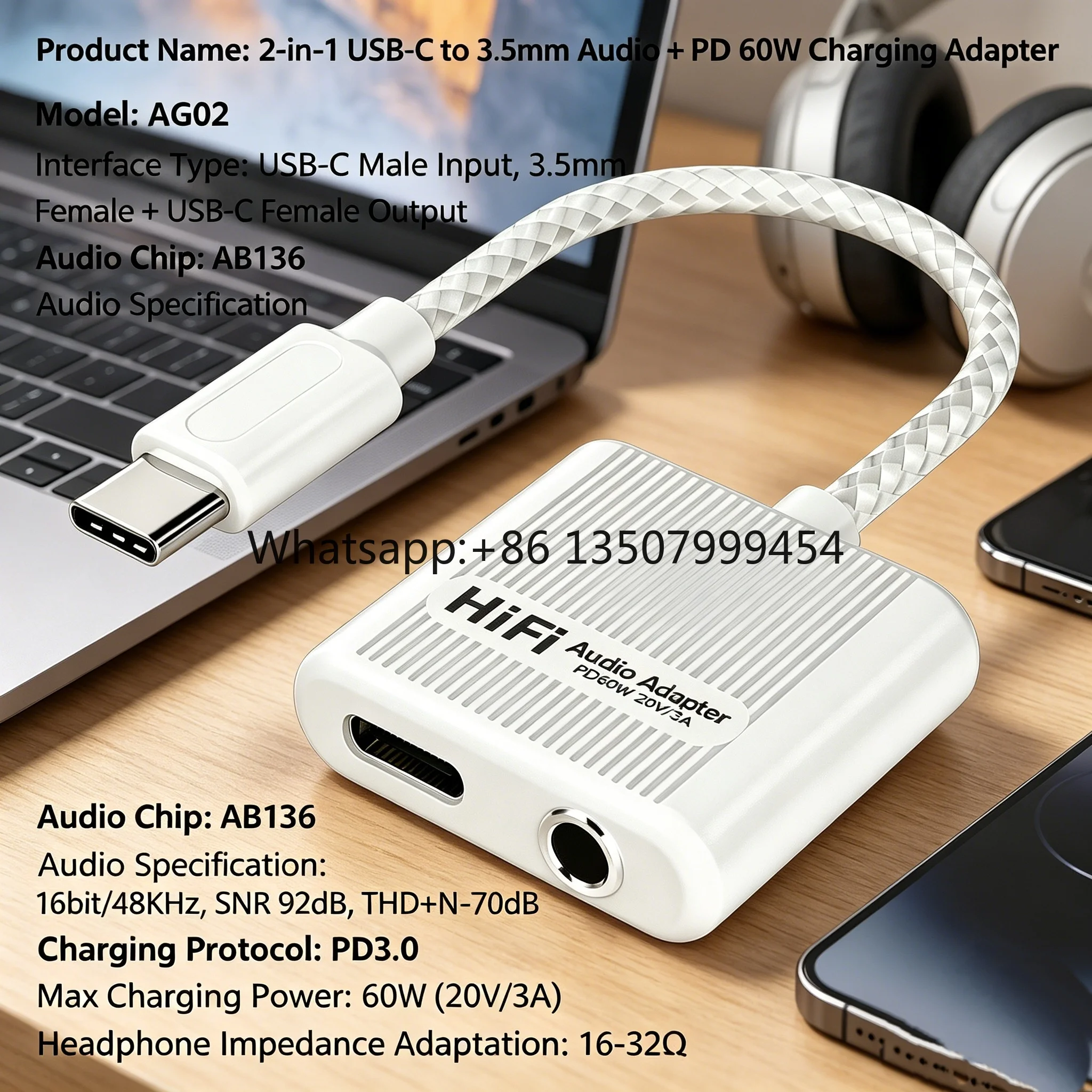 

Factory Direct USB-C Audio Charging Adapter, 2-in-1 Design, HiFi Sound, CE RoHS Certified for Resellers Bulk Order Brand Sellers
