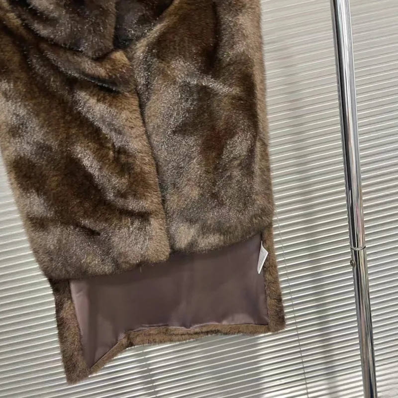 HKSH 2025 خريف شتاء جديد صدرية دافئة الوقوف طوق فو الفراء الفاخرة الشارع الشهير الاتجاه الأنيق بلا أكمام سترة سميكة HK15471 #5