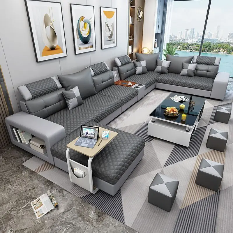 

New modern simple size house latex sofa living room corner three-proof technology fabric combination