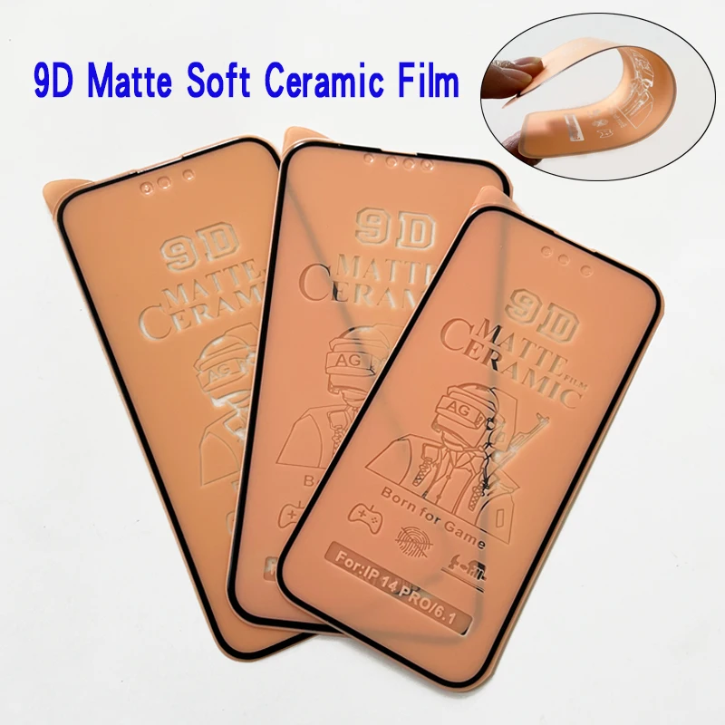 4Pcs 9D HD/Matte For iPhone 11 12 13 14 15 Pro Max Mini XR X XS 7 8 Plus Full Cover Soft Ceramic Screen Protector Film Not Glass