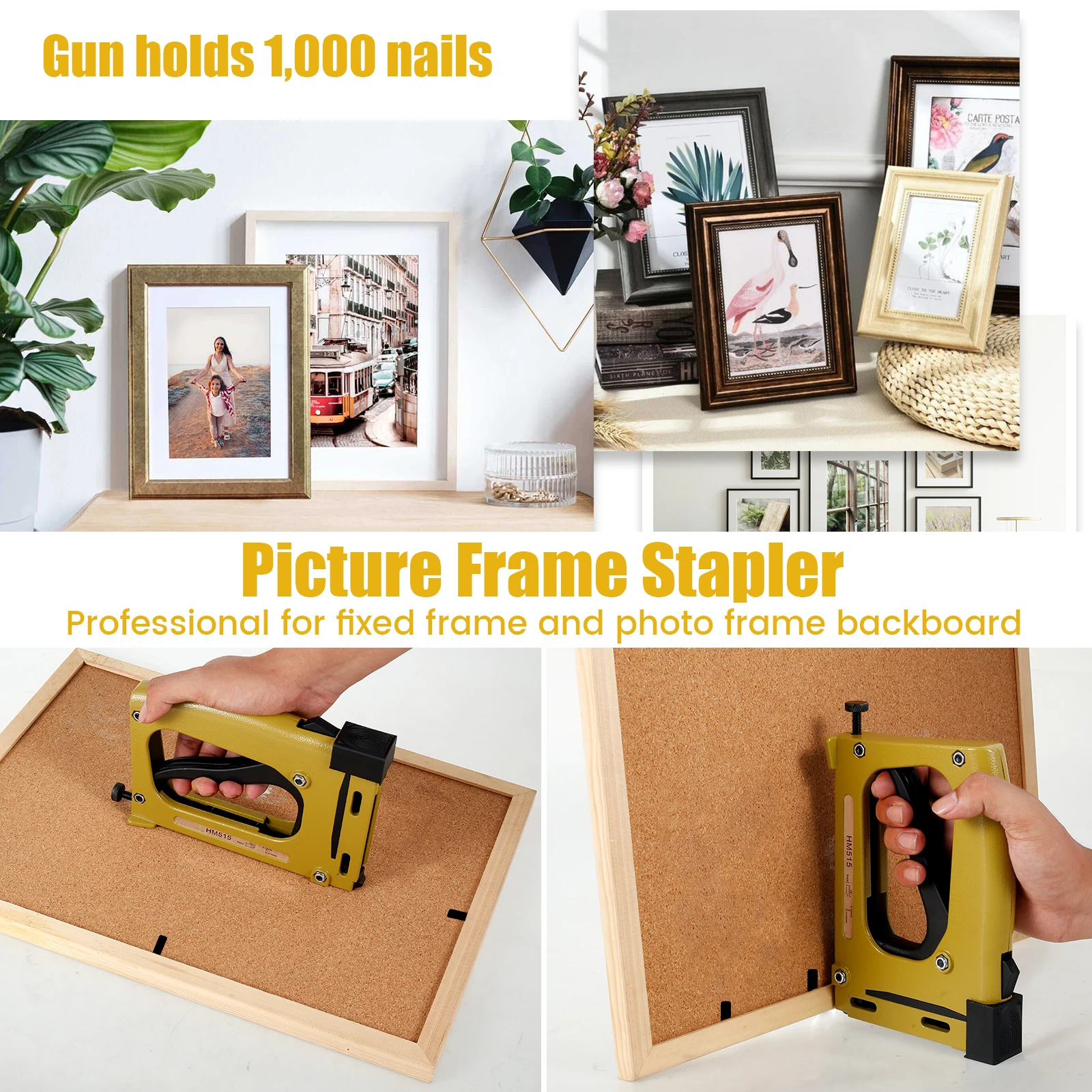 Frame Gun Nailer With 1000pcs Nails Manual Flex Point Tacker Framing Pin Stapler Picture Framing Point Driver Picture Frame Tool