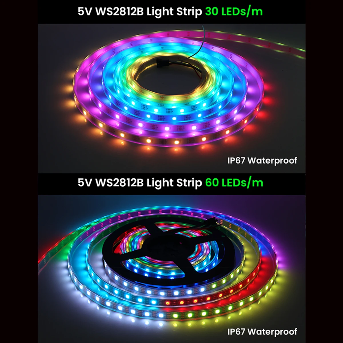 Bluetooth 5V WS2812B Individueel Adresseerbare Slimme Pixels RGB LED Strip 5050 30 60 96 144 Leds/M Flexibele Lint Lichtslang