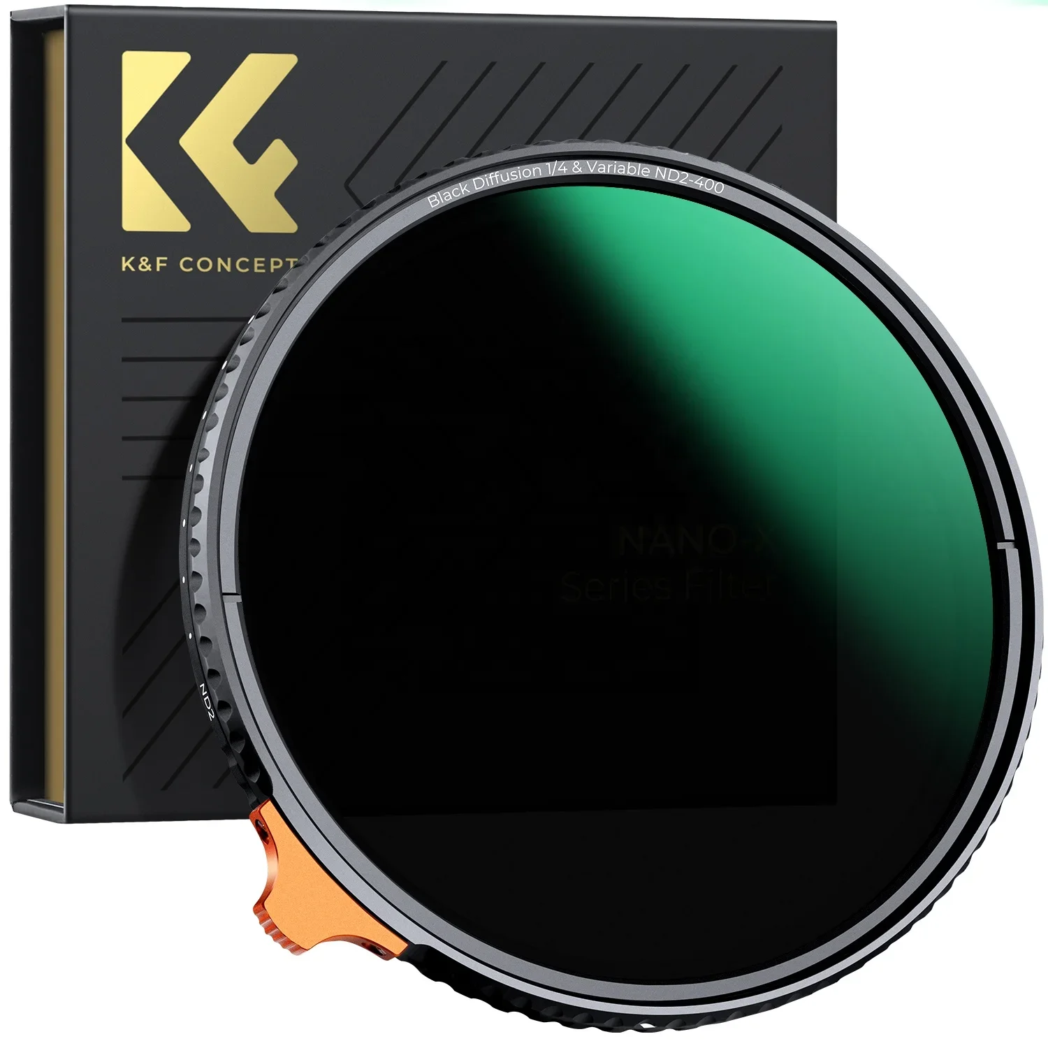 New K&F Concept 82mm Black Mist 1/4 + ND2-400 Variable ND Filter With Double-sided 28-layer Anti-reflection Green Film