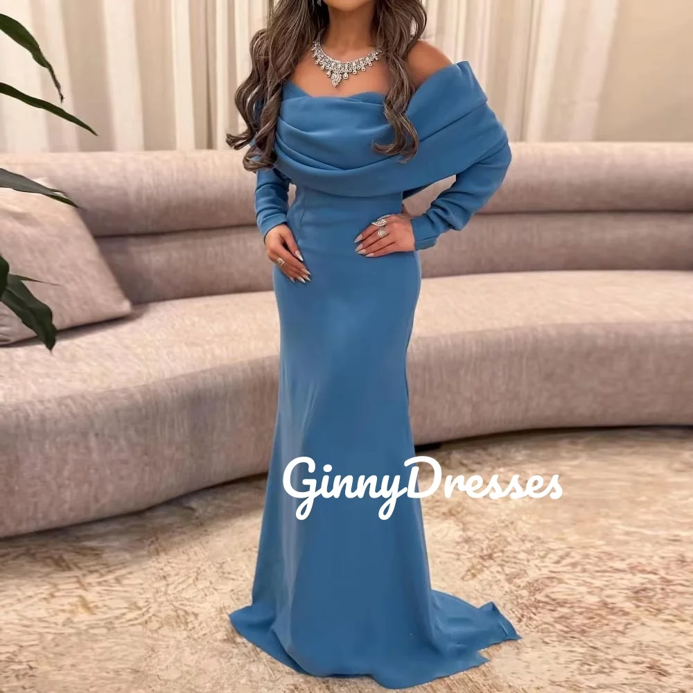Ball-Gown Customize Mermaid Off-The-Shoulder Long Sleeves Floor-Length Elegant Party Dresses For Women Ruffle Cocktail Dresses