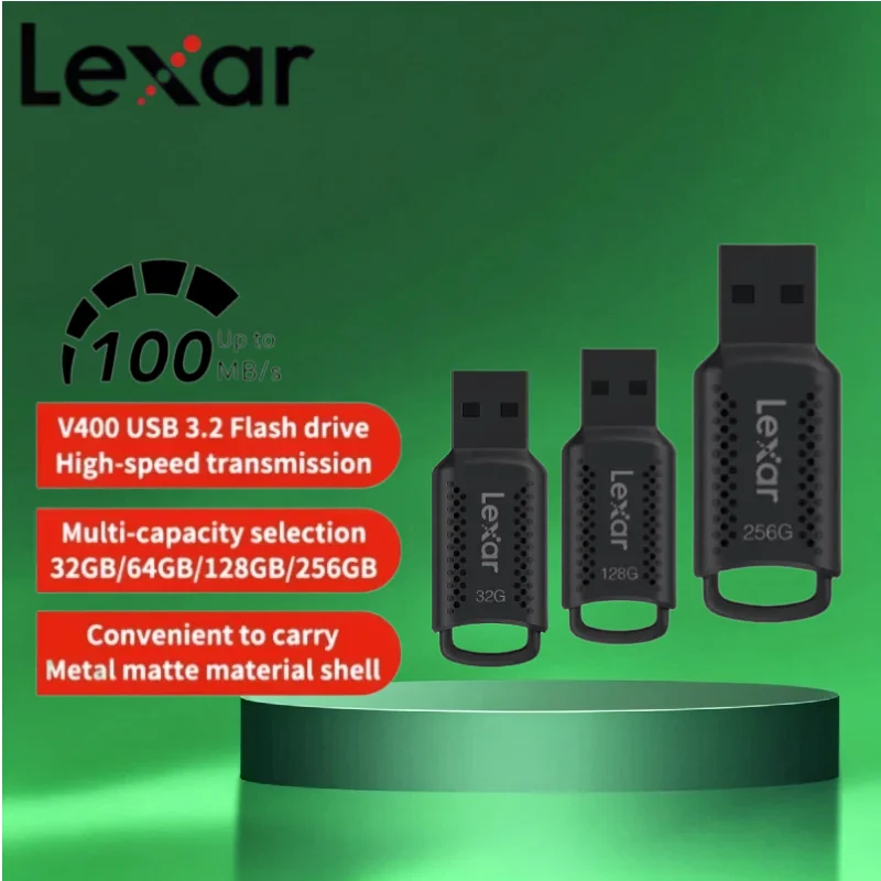 

Lexar V400 USB 3.2 Pen Drive Black Memory Stick USB Flash Drive Original U Disk 32GB 64GB 128GB for Computer Hot Sale