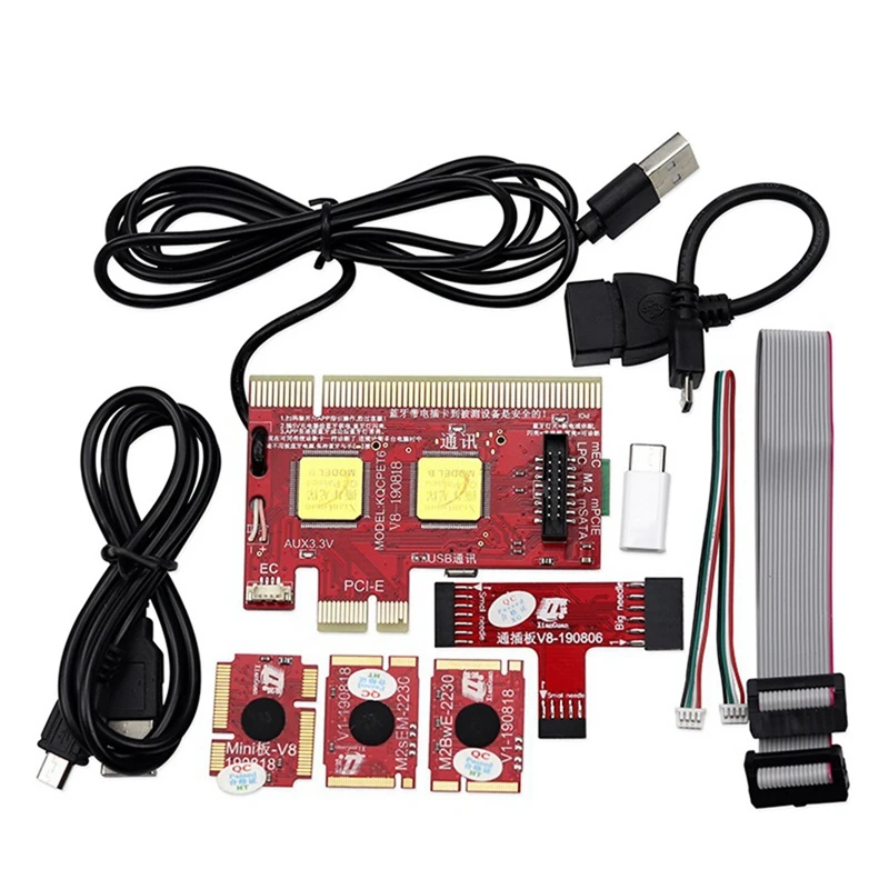 V8 Multifunction Laptop and Desktop PC Universal Post Diagnostic Test Card Debug Support PCI,PCI-E,LPC,Mini,MSATA-A07G
