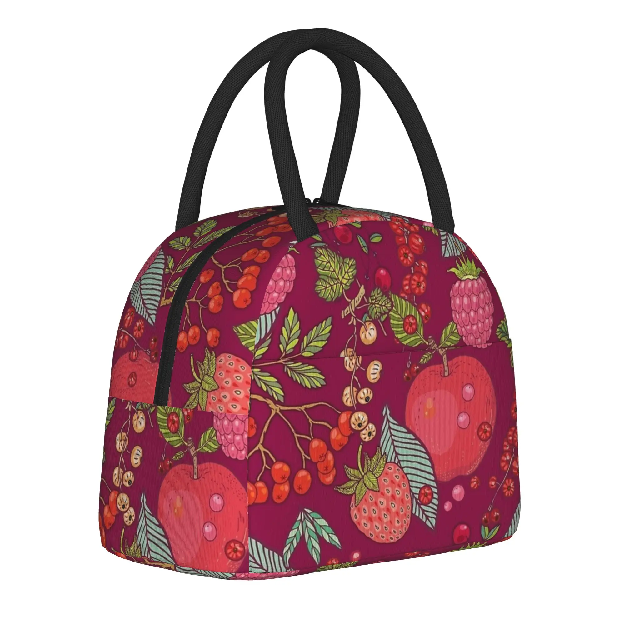 Kawaii Red Strawberry  Insulated Lunch Bag Thermal Bag Meal Container Cartoon Fruit Large Tote Lunch Box Men Women School