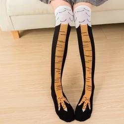 Chicken Paws stockings Women Long Socks Leg Warmers Funny Cartoon Cotton Chicken Leg Claw 3D Print Above Knee Feet Socks