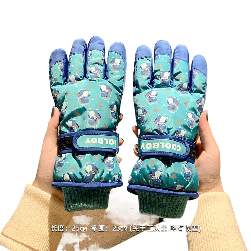 

Children's Ski Gloves Winter Warm Velvet Thickened Boys and Girls Play Snow Waterproof and Cold-proof Finger Cotton Gloves 2-12Y