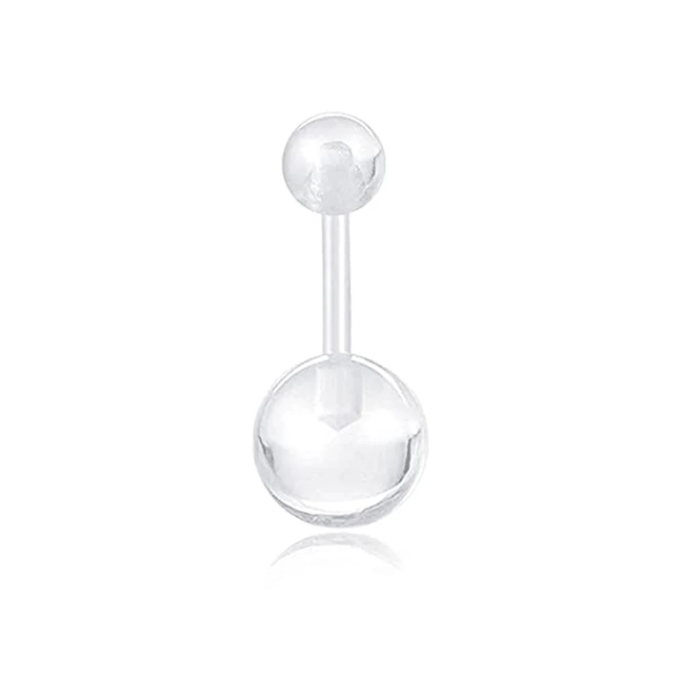 20pcs 14g Clear Belly Button Rings Pregnancy Bioflex Plastic Belly Ring Women Curved Barbell Navel Piercings Retainers