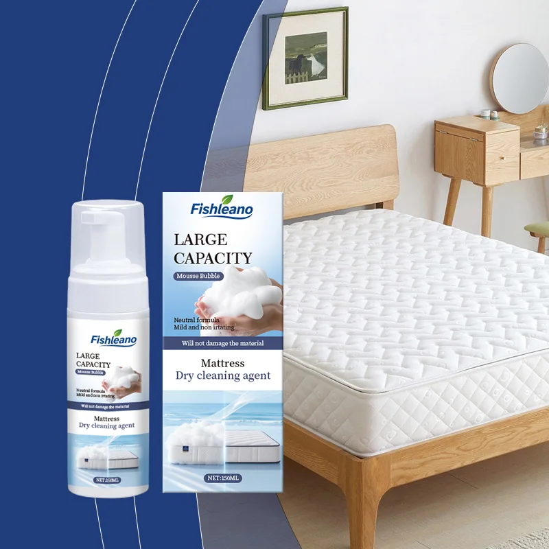 Fishleano Mattress Cleaner 150ml No-Rinse Foam Stain Remover for Bed Fabric Upholstery Dry Cleaning