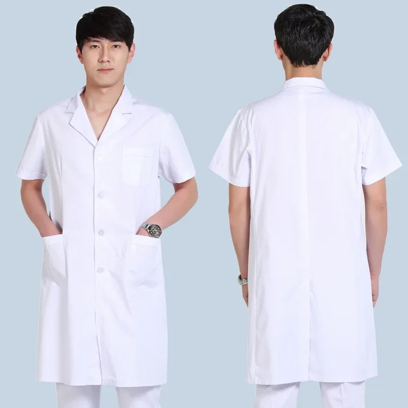 เสื้อคลุมสีขาวชุดทำงานแพทย์ชุดเภสัชกรรมพยาบาลชุดสลิมฟิตร้านเสริมสวยโรงงานอาหารห้องปฏิบัติการ
