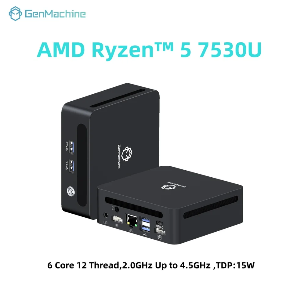 GenMachine Ryzen 5 7530U Mini PC 15W 6-Core
