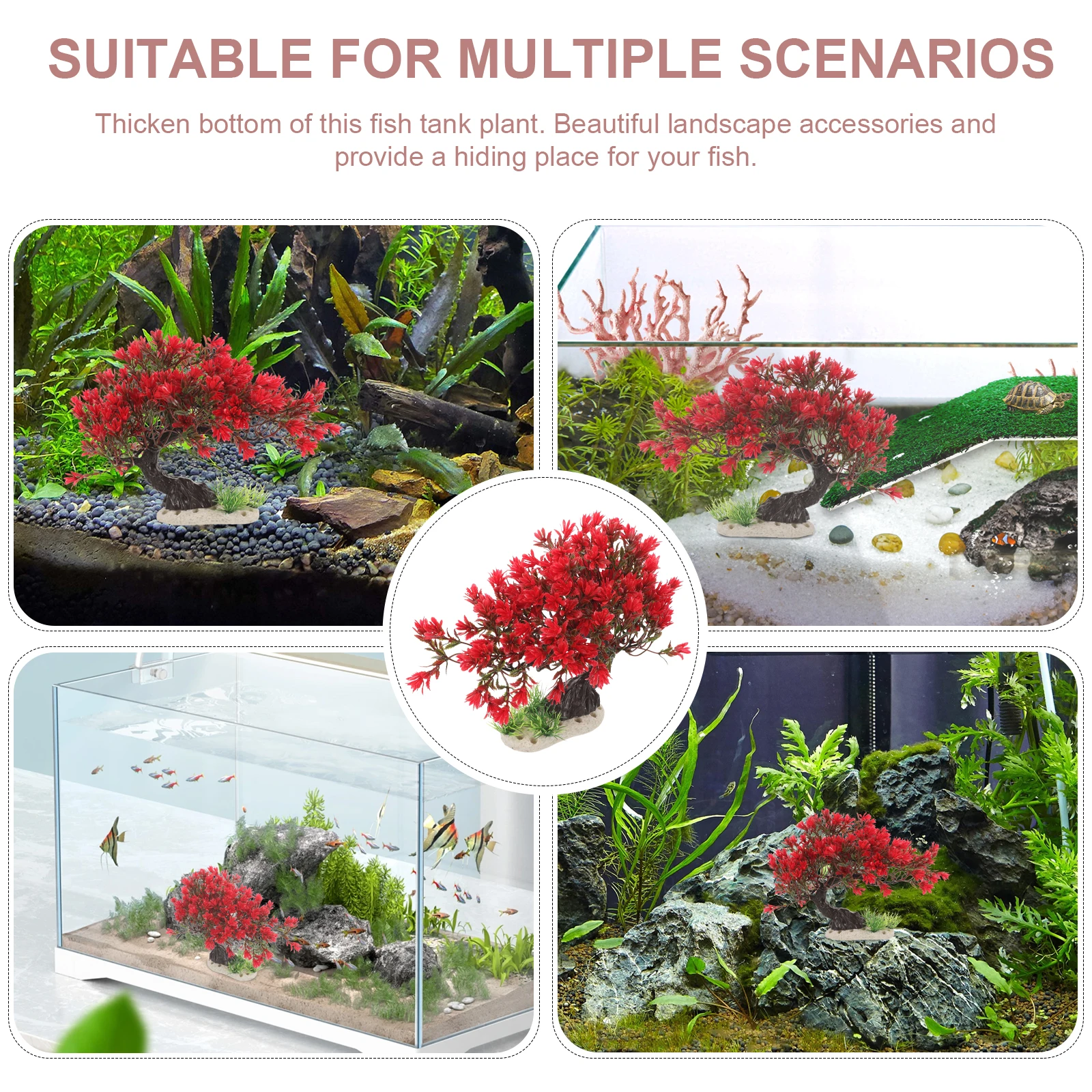 

Artificial Plant for Fish Tank Aquarium Decorations Realistic Fake Plants Thickened Base Plastic Aquatic Flora for Reptile