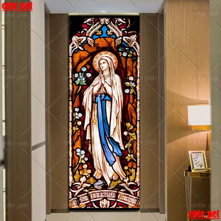 

DIY Diamond Painting Religious Virgin Mary Diamond Mosaic Craft Needlework Full Diamond5d Embroidery Rhinestone Home Decor large