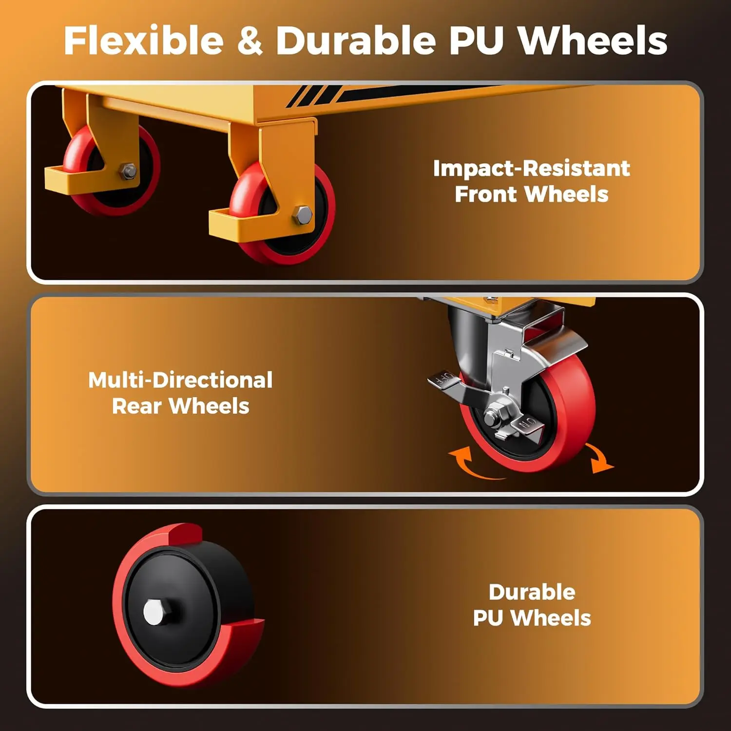 عربة طاولة رفع هيدروليكية، سعة 330 رطلًا، ارتفاع الرفع 49.6 بوصة، طاولة رفع مقصية مزدوجة مع وسادة مضادة للانزلاق وواقي أمان - ساخن