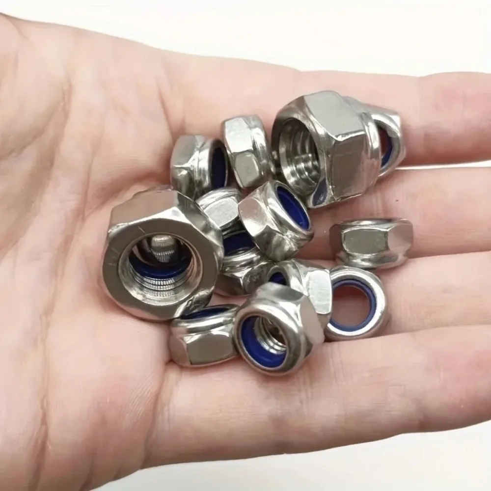 Metal Hexagon Nuts Kits Hex Design M2-M8 Nylon Insert Lock Nut High Strength Vibration Proof Metric Locking Nuts Bolt Fastening